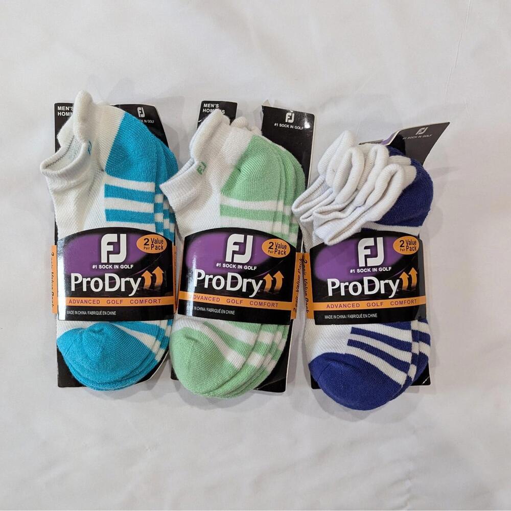 FootJoy ProDry Men’s Golf Ankle Socks 6 PAIRS Pack Colorful Size L 9-12.5